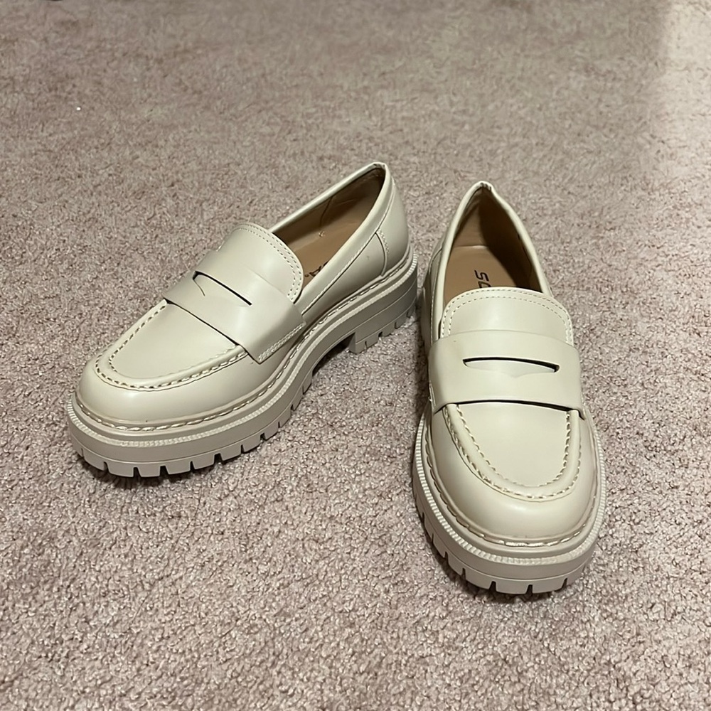 Beige Penny Loafers